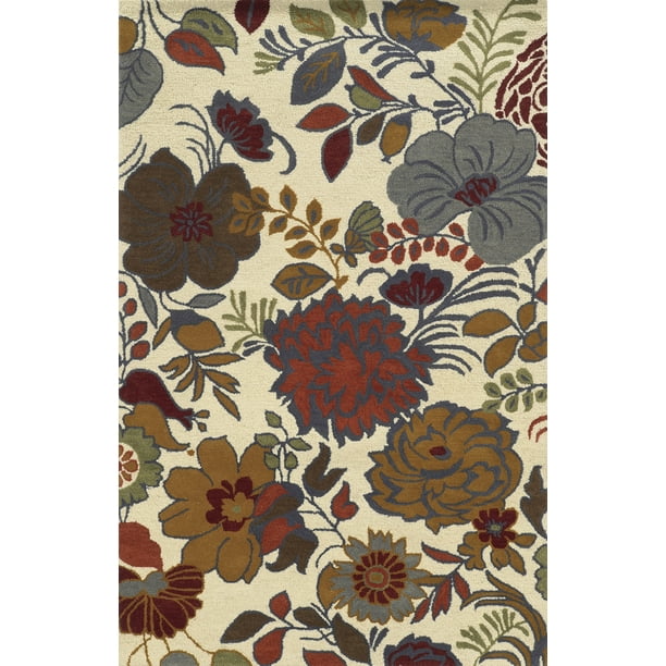 9' x 12' Rizzy Home Rockport Collection Wool Area Rug Ivory/Gray Floral 9' x 12' Rizzy Home Rockport Collection Wool Area Rug Ivory/Gray Floral